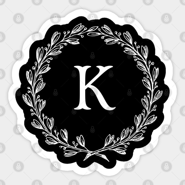 Beautiful Letter K Alphabet Initial Monogram Wreath Sticker by anonopinion